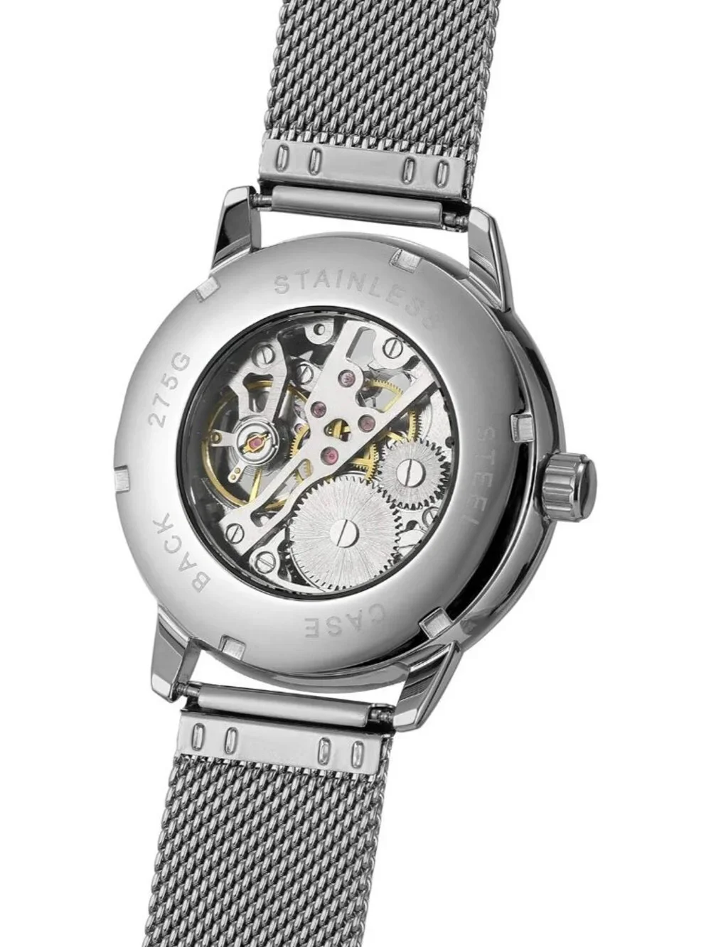 Men's Black Silver Beige Analog Sport Style Mechanical Hand-Wind Wrist Watch